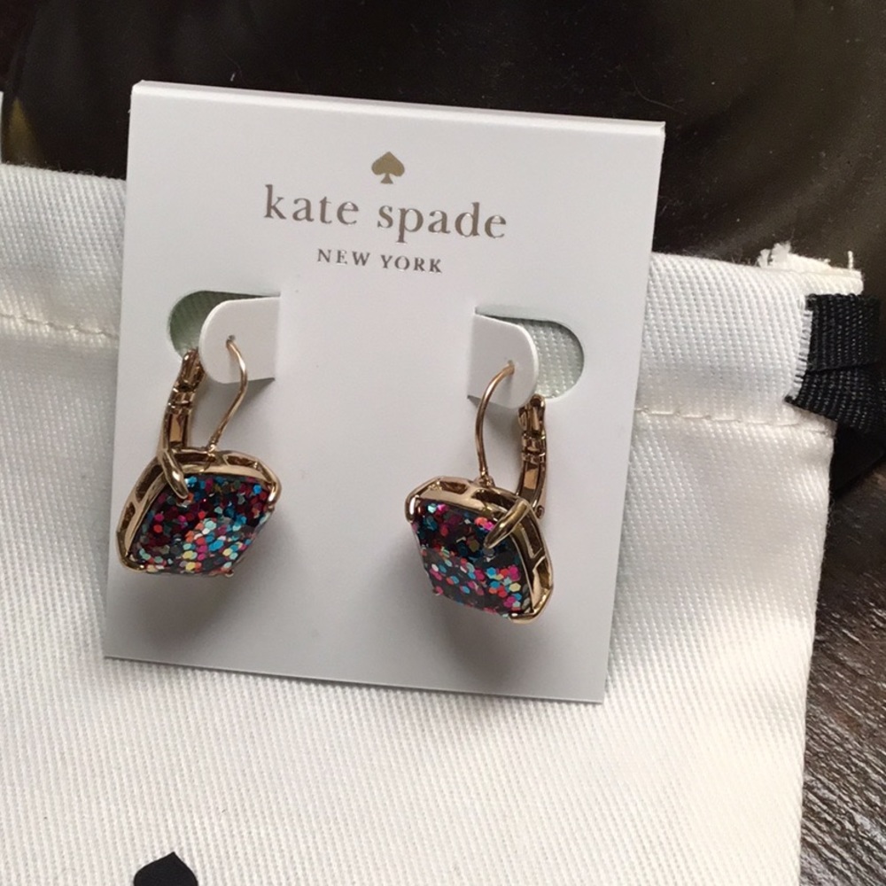 NWOT Kate Spade Multi Glitter Leverback Earrings